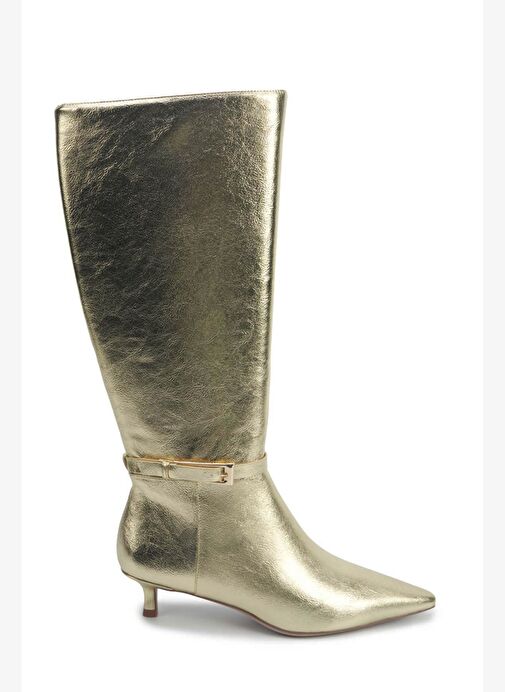 SHONDA 5PR Altın Kadın Topuklu Çizme - Görsel 2