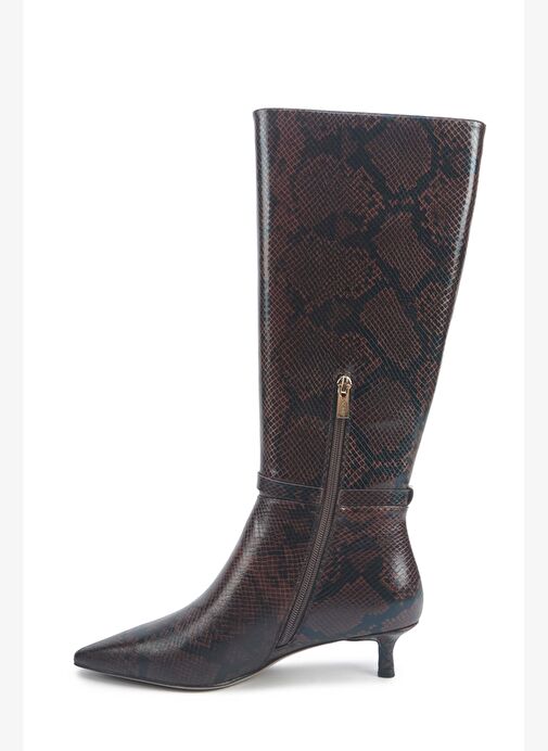 SHONDA4 5PR Kahverengi Kadın Topuklu Çizme - Görsel 4