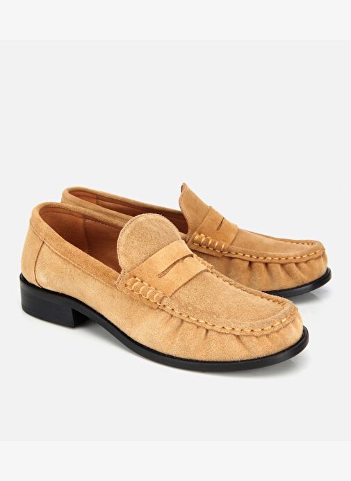 Kadın Süet Deri Taba Yumuşak Dokulu Klasik Loafer 01AYH311580A340 - Görsel 3