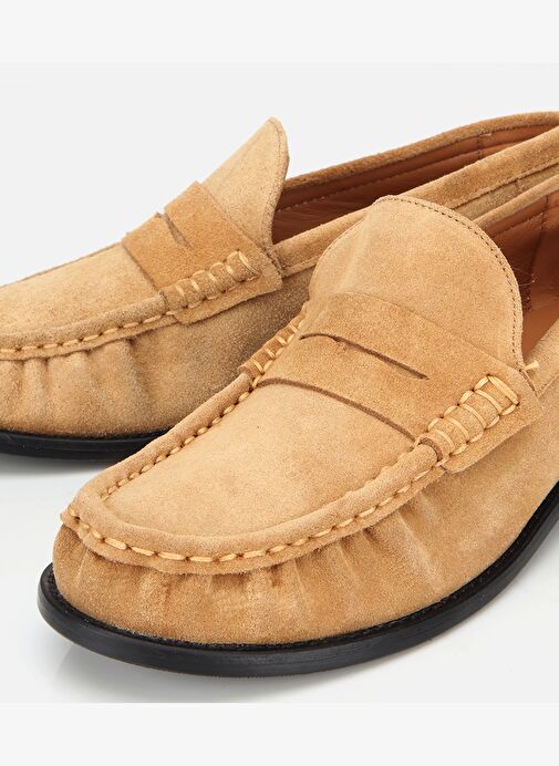 Kadın Süet Deri Taba Yumuşak Dokulu Klasik Loafer 01AYH311580A340 - Görsel 4