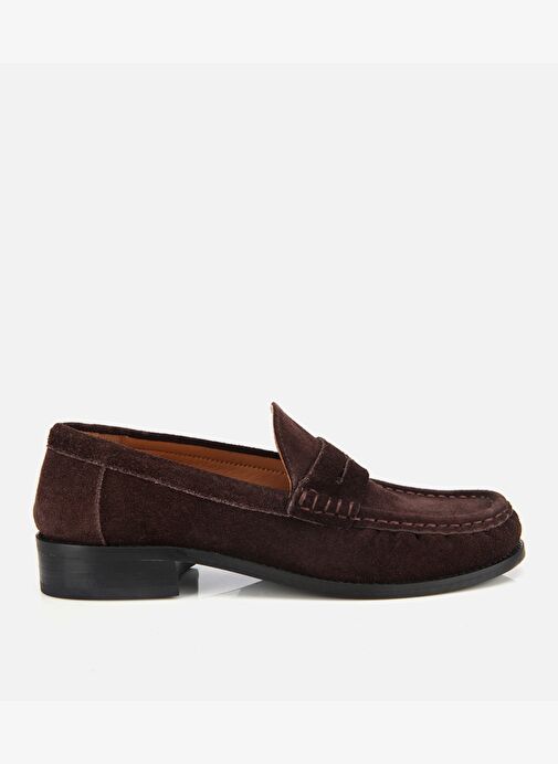 Kadın Süet Deri Kahverengi Yumuşak Dokulu Klasik Loafer 01AYH311580A480 - Görsel 2
