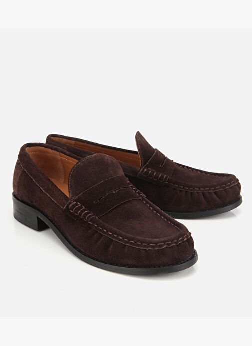 Kadın Süet Deri Kahverengi Yumuşak Dokulu Klasik Loafer 01AYH311580A480 - Görsel 3