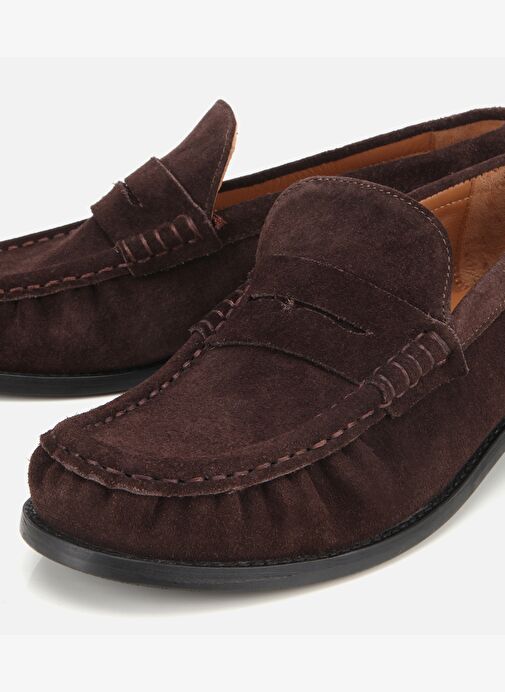 Kadın Süet Deri Kahverengi Yumuşak Dokulu Klasik Loafer 01AYH311580A480 - Görsel 4