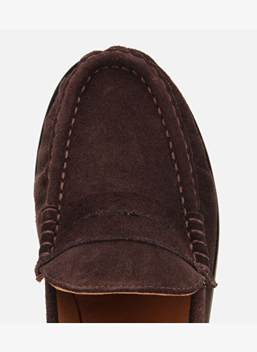 Kadın Süet Deri Kahverengi Yumuşak Dokulu Klasik Loafer 01AYH311580A480 - Görsel 6