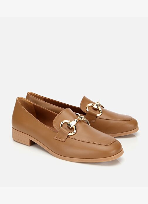 Kadın Deri Kahverengi Tokalı Klasik Loafer 01AYH312430A340 - Görsel 3