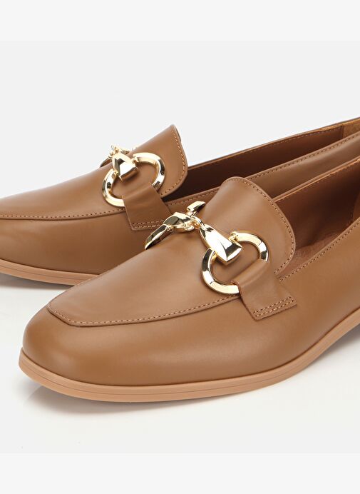 Kadın Deri Kahverengi Tokalı Klasik Loafer 01AYH312430A340 - Görsel 4