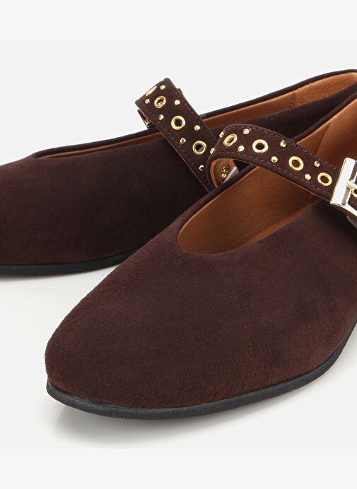 Kadın Süet Deri Kahverengi Mary Jane Kemerli Babet 01AYH312450A480 - Görsel 4