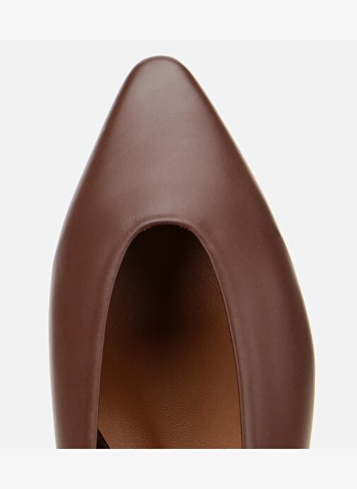 Kadın Deri Bordo Sivri Burunlu Babet 01AYH312460A410 - Görsel 6