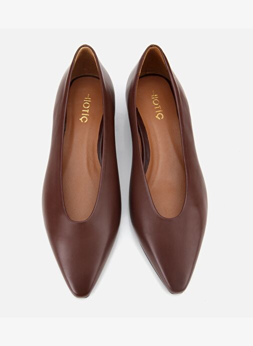 Kadın Deri Bordo Sivri Burunlu Babet 01AYH312460A410 - Görsel 7