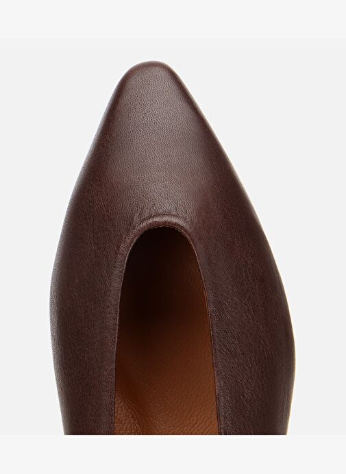 Kadın Deri Acı Kahverengi Sivri Burunlu Babet 01AYH312460A480 - Görsel 6
