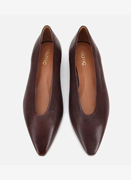 Kadın Deri Acı Kahverengi Sivri Burunlu Babet 01AYH312460A480 - Görsel 7