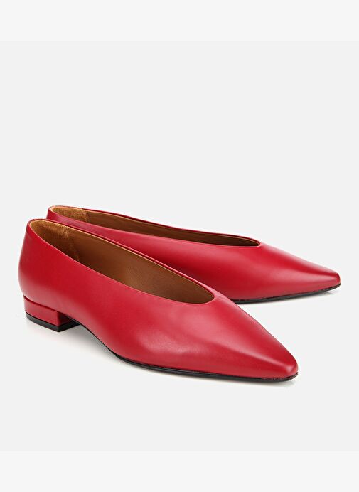Kadın Deri Kırmızı Yumuşak Dokulu Babet 01AYH312460A750 - Görsel 3