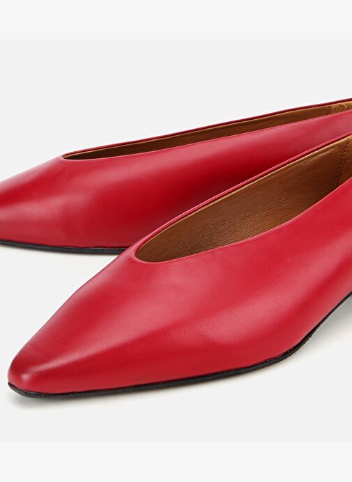 Kadın Deri Kırmızı Yumuşak Dokulu Babet 01AYH312460A750 - Görsel 4
