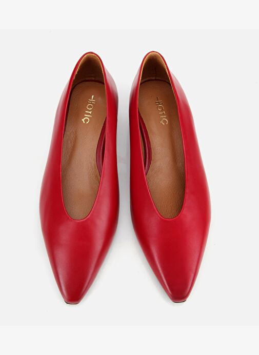 Kadın Deri Kırmızı Yumuşak Dokulu Babet 01AYH312460A750 - Görsel 7