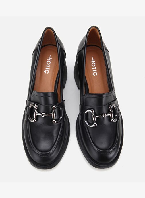 Kadın Deri Siyah Tokalı Yüksek Topuklu Klasik Loafer 01AYH312800A100 - Görsel 7