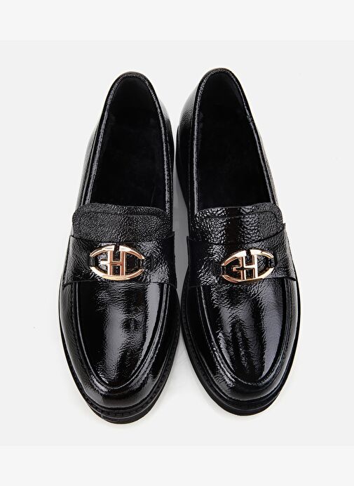 Kadın Rugan Deri Siyah Tokalı Klasik Loafer 01AYH312860A100 - Görsel 7
