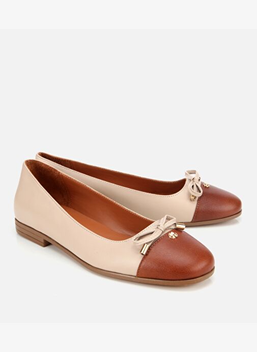 Kadın Deri Taba Fiyonk Detaylı Babet 01AYH313540A373 - Görsel 3