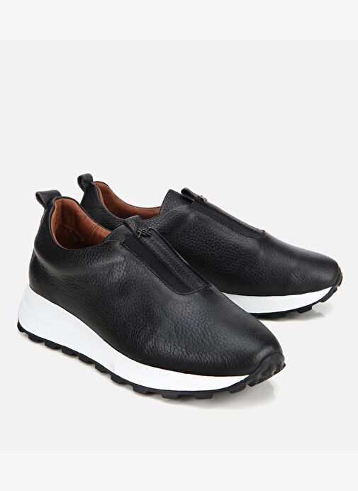 Kadın Deri Siyah Lastik Detaylı Spor Ayakkabı 01AYH313570A100 - Görsel 3