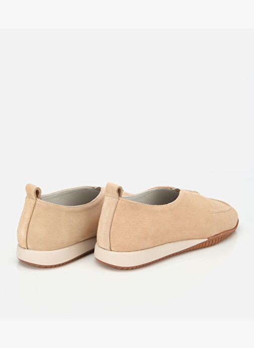Kadın Süet Deri Bej Lastik Detaylı Günlük Loafer 01AYH313590A310 - Görsel 5