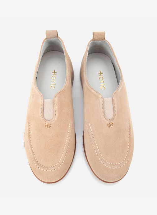 Kadın Süet Deri Bej Lastik Detaylı Günlük Loafer 01AYH313590A310 - Görsel 7