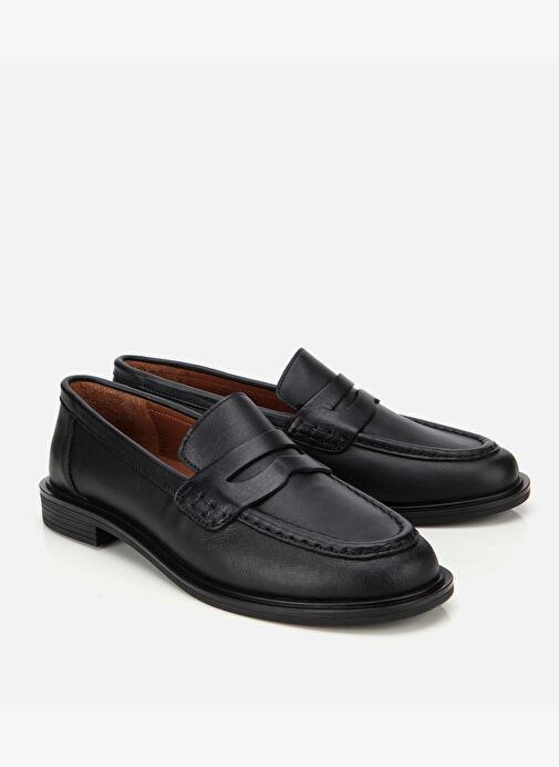 Kadın Deri Siyah Yumuşak Dokulu Klasik Loafer 01AYH313600A100 - Görsel 3