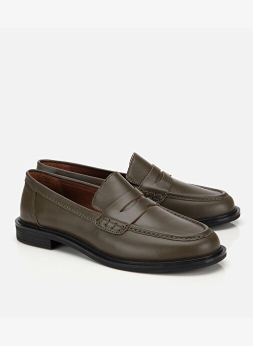 Kadın Deri Haki Yumuşak Dokulu Klasik Loafer 01AYH313600A880 - Görsel 3