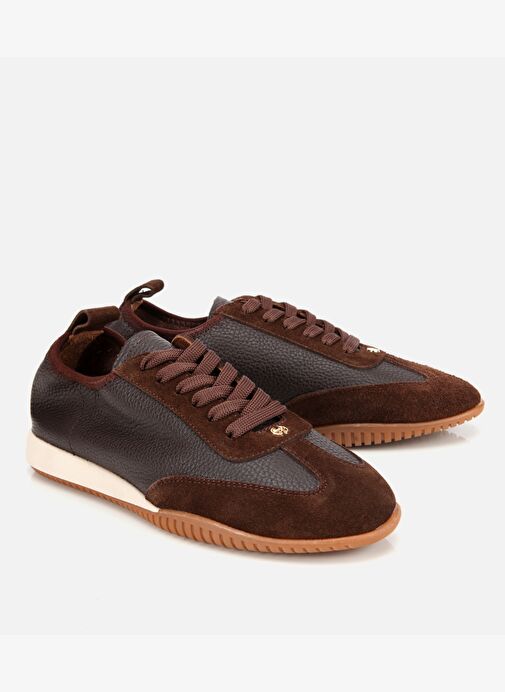 Kadın Deri Kahverengi Esnek Tabanlı Spor Ayakkabı 01AYH313650A480 - Görsel 3