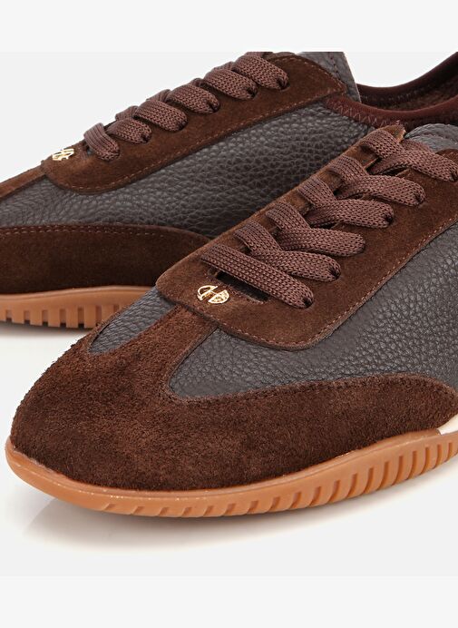 Kadın Deri Kahverengi Esnek Tabanlı Spor Ayakkabı 01AYH313650A480 - Görsel 4