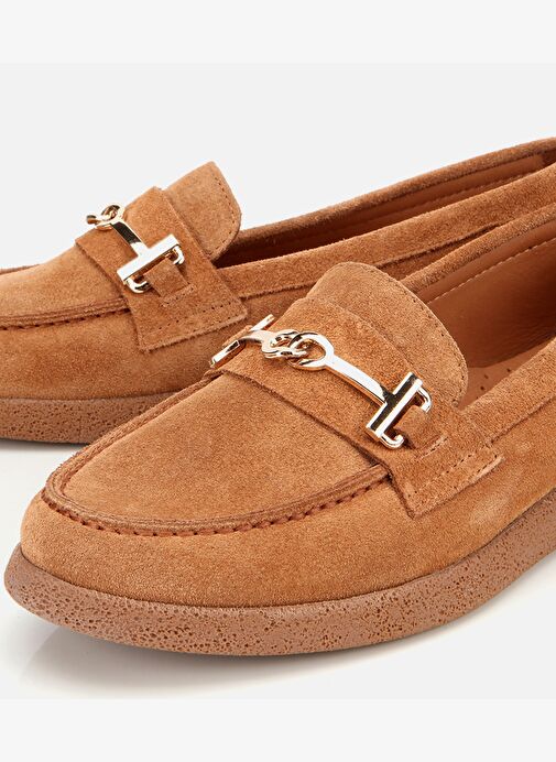 Kadın Süet Deri Taba Yumuşak Tabanlı Comfort Günlük Loafer 01AYH314380A370 - Görsel 4