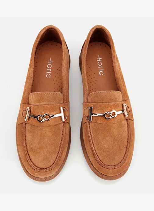 Kadın Süet Deri Taba Yumuşak Tabanlı Comfort Günlük Loafer 01AYH314380A370 - Görsel 7