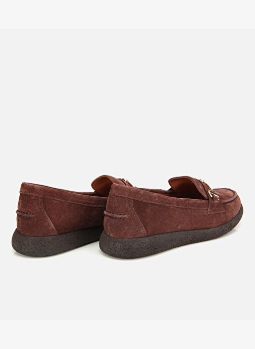 Kadın Süet Deri Kahverengi Yumuşak Tabanlı Comfort Günlük Loafer 01AYH314380A480 - Görsel 5