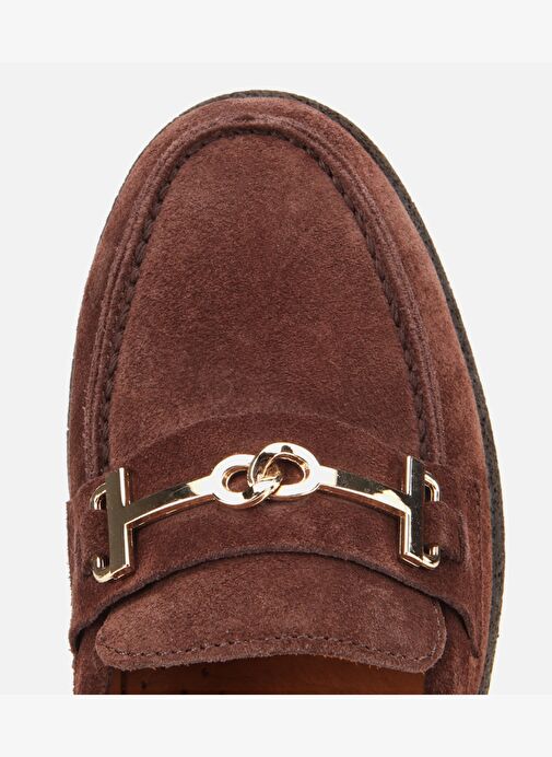 Kadın Süet Deri Kahverengi Yumuşak Tabanlı Comfort Günlük Loafer 01AYH314380A480 - Görsel 6