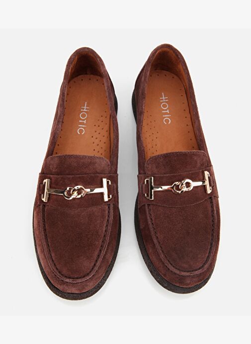 Kadın Süet Deri Kahverengi Yumuşak Tabanlı Comfort Günlük Loafer 01AYH314380A480 - Görsel 7