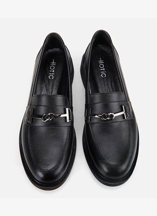 Kadın Deri Siyah Tokalı Klasik Loafer 01AYH314390A100 - Görsel 7
