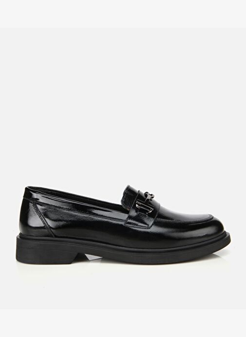 Kadın Deri Siyah Tokalı Klasik Loafer 01AYH314400A100 - Görsel 2