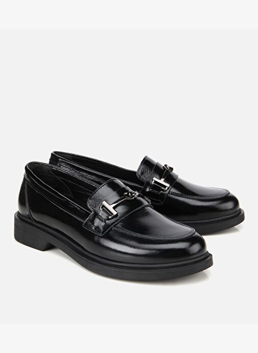 Kadın Deri Siyah Tokalı Klasik Loafer 01AYH314400A100 - Görsel 3