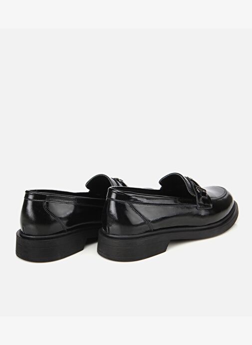 Kadın Deri Siyah Tokalı Klasik Loafer 01AYH314400A100 - Görsel 5