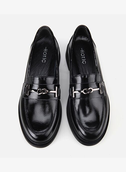 Kadın Deri Siyah Tokalı Klasik Loafer 01AYH314400A100 - Görsel 7