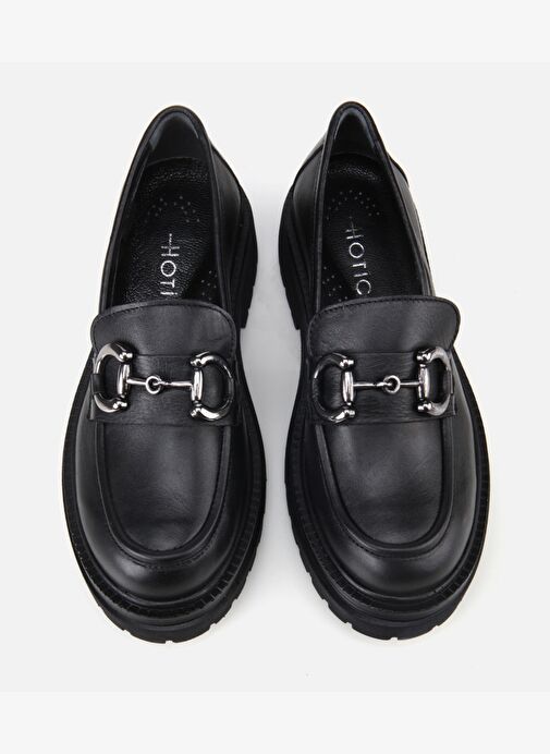 Kadın Deri Siyah Tokalı Yüksek Tabanlı Klasik Loafer 01AYH314430A100 - Görsel 7