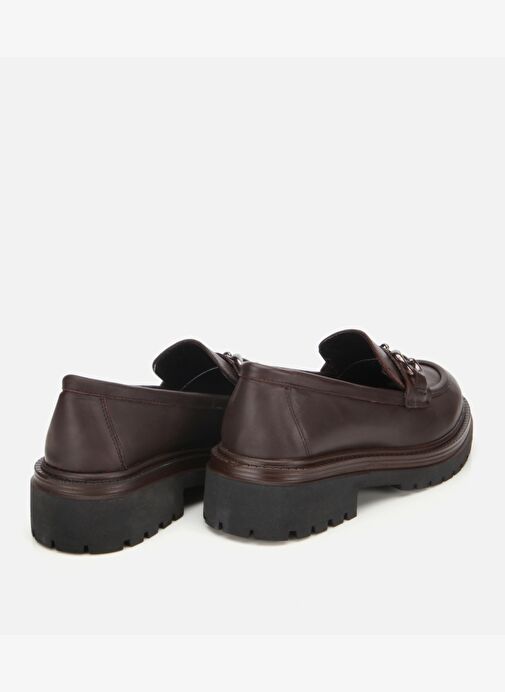 Kadın Deri Kahverengi Tokalı Yüksek Tabanlı Klasik Loafer 01AYH314430A480 - Görsel 5