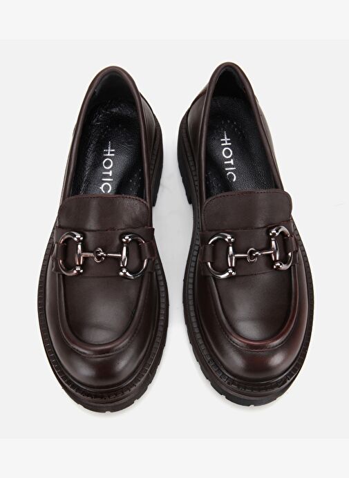 Kadın Deri Kahverengi Tokalı Yüksek Tabanlı Klasik Loafer 01AYH314430A480 - Görsel 7