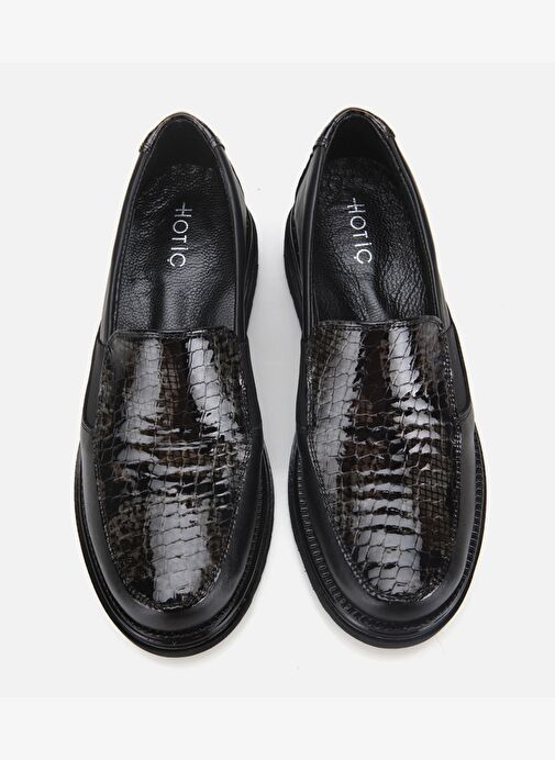 Kadın Deri Siyah Yılan Baskılı Dolgu Topuklu Günlük Loafer 01AYH314440A100 - Görsel 7