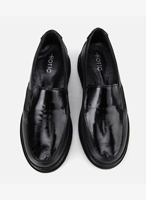 Kadın Deri Siyah Lastik Detaylı Dolgu Topuklu Günlük Loafer 01AYH314450A100 - Görsel 7