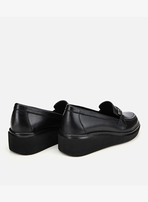 Kadın Deri Siyah Tokalı Dolgu Topuklu Klasik Loafer 01AYH314460A100 - Görsel 5