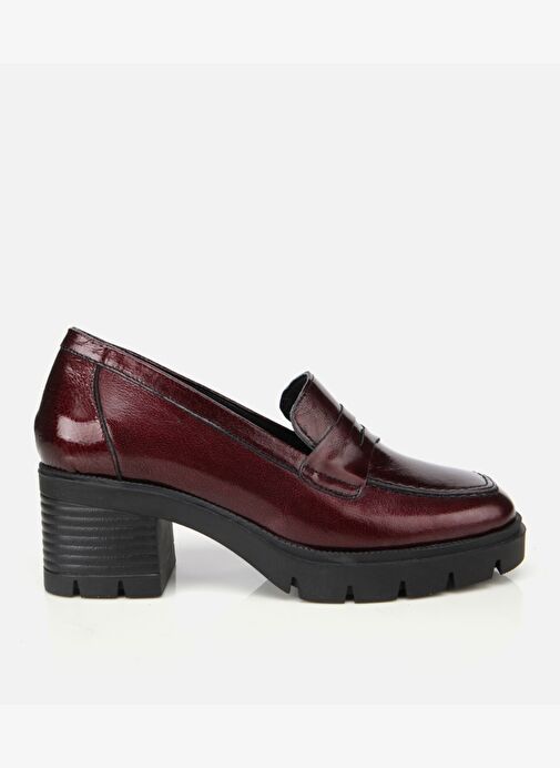 Kadın Rugan Deri Bordo Topuklu Klasik Loafer 01AYH314470A780 - Görsel 2