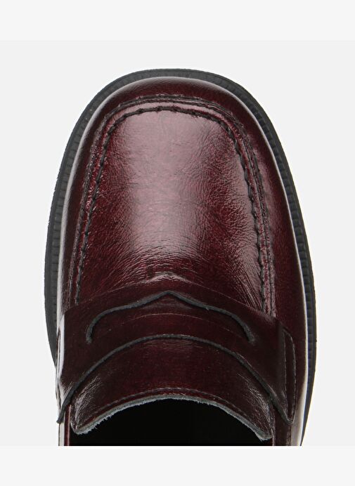 Kadın Rugan Deri Bordo Topuklu Klasik Loafer 01AYH314470A780 - Görsel 6