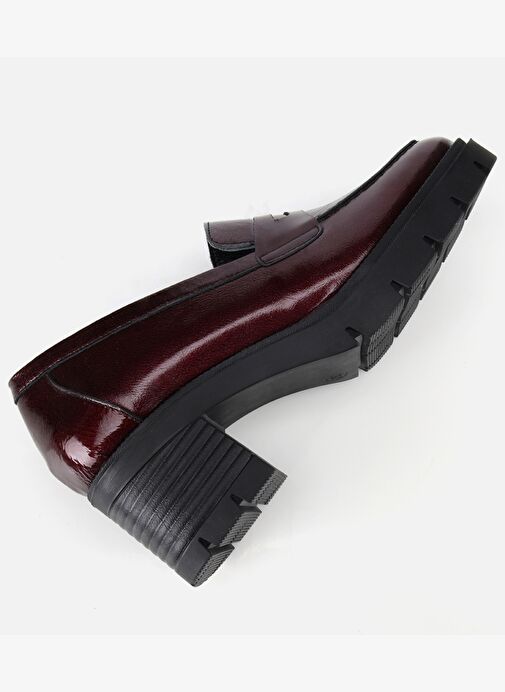 Kadın Rugan Deri Bordo Topuklu Klasik Loafer 01AYH314470A780 - Görsel 7