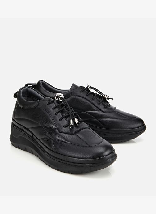 Kadın Deri Siyah Dolgu Topuklu Spor Ayakkabı 01AYH314500A100 - Görsel 3