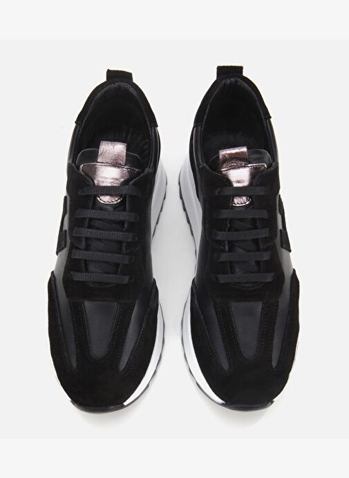 Kadın Süet Deri Siyah Comfort Spor Ayakkabı 01AYH314510A100 - Görsel 7