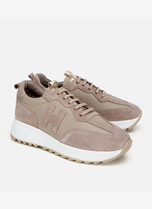 Kadın Süet Deri Bej Comfort Spor Ayakkabı 01AYH314510A450 - Görsel 3